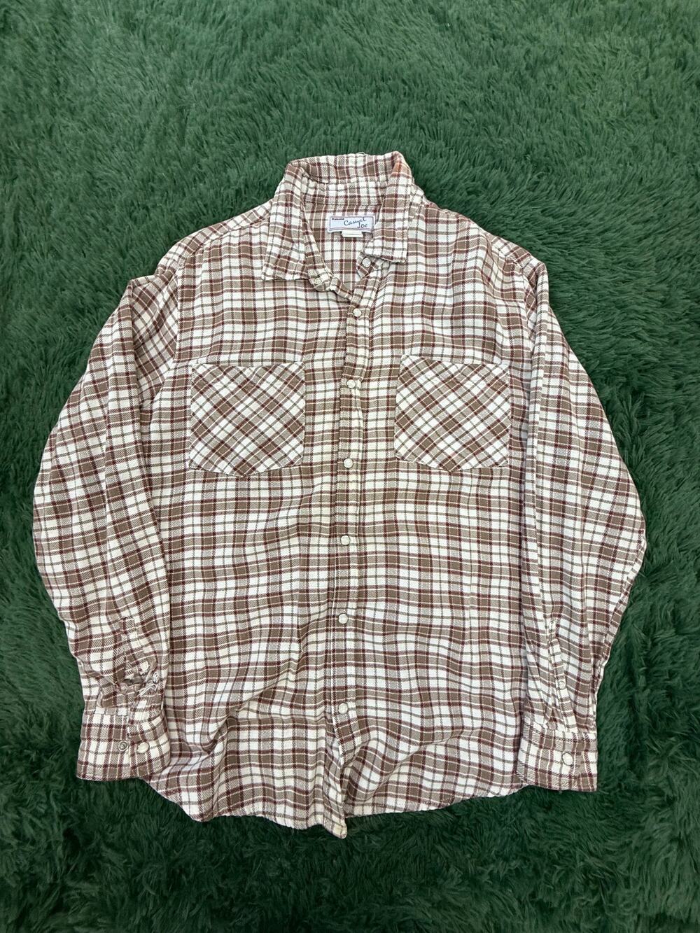 Haband Button Up Shirt Large Adult Red Check Pearl Snap Western Men's Medium VTG